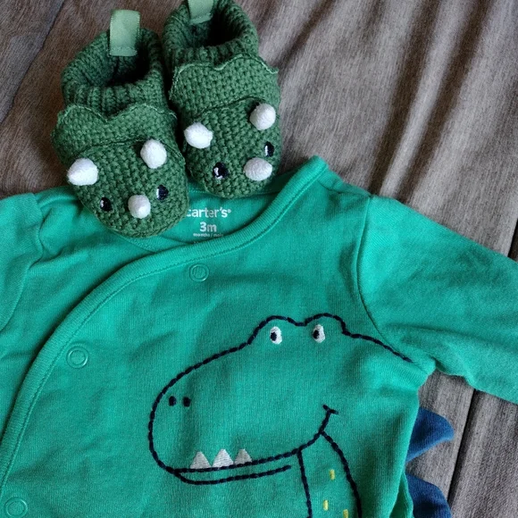 Carter's Dino One Piece with Dino Crochet Shoes - Picture 1 of 4